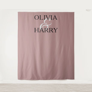 Elegant Modern Minimalist Names Wedding Backdrop Tapestry