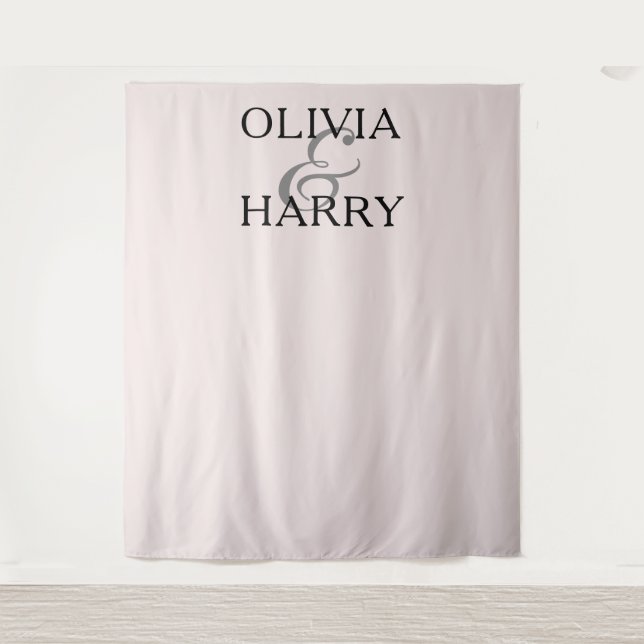 Elegant Modern Minimalist Names Wedding Backdrop  Tapestry (Front)
