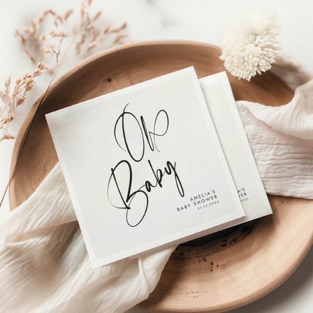 Elegant Modern Minimalist Oh Baby Napkin (Creator Uploaded)