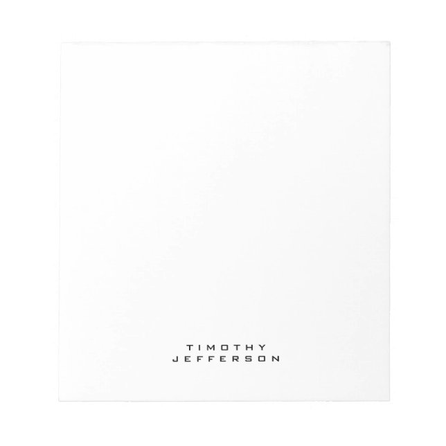 Elegant Modern Minimalist Own Name Notepad (Front)