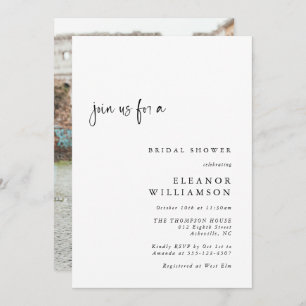 Elegant Modern Minimalist Photo Bridal Shower Invitation