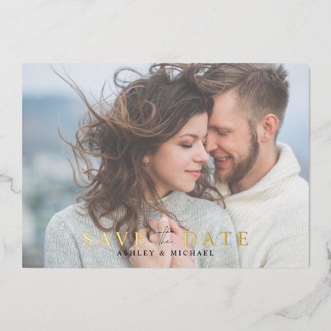 Elegant Modern Minimalist Photo Save The Date (Front)
