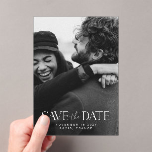 Elegant Modern Minimalist Photo Save the Date Acrylic Invitations