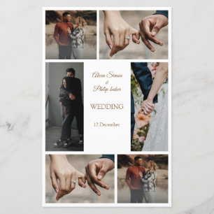 Elegant modern, minimalist photo wedding program
