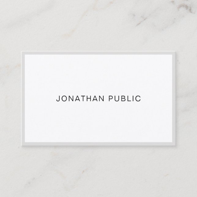 Elegant Modern Minimalist Plain Simple Luxury Top Business Card (Front)