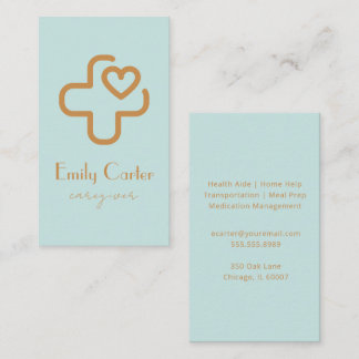 Elegant Modern Minimalist Professional Caregiver Business Card