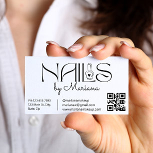 elegant modern minimalist qr code nails artist  business card