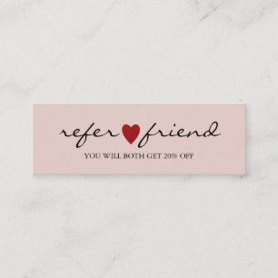 Elegant Modern Minimalist Red Heart Referral Card