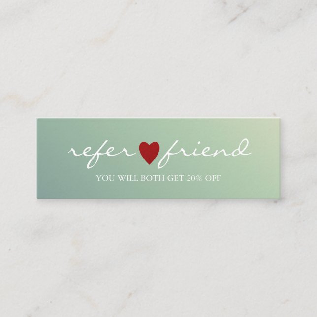 Elegant Modern Minimalist Red Heart Referral Card (Front)