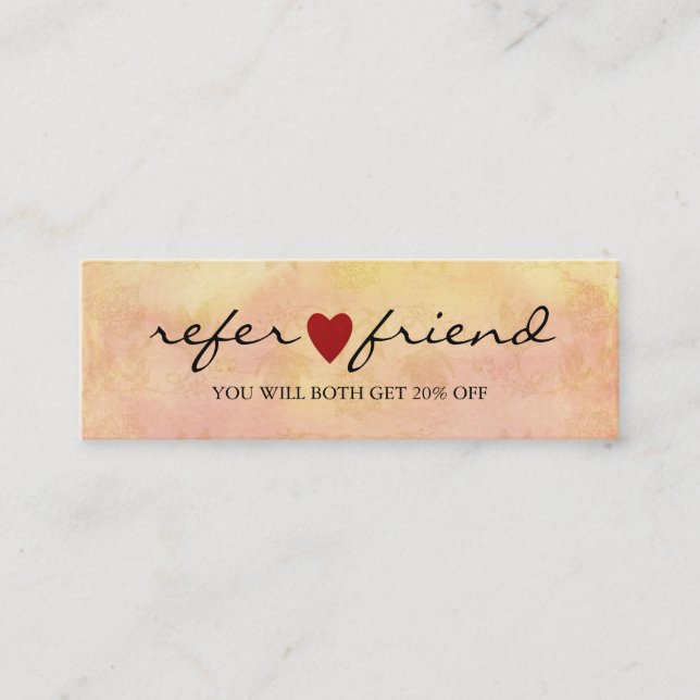 Elegant Modern Minimalist Red Heart Referral Card (Front)