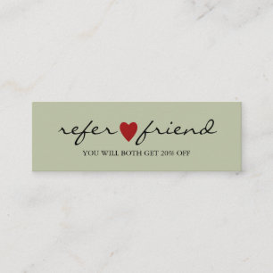 Elegant Modern Minimalist Red Heart Referral Card