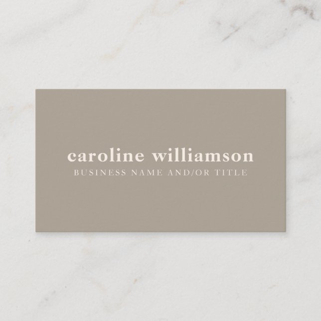 Elegant Modern Minimalist Rustic Taupe Business Card (Front)