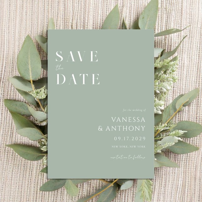 Elegant Modern Minimalist Sage Green Wedding  Save The Date (Creator Uploaded)