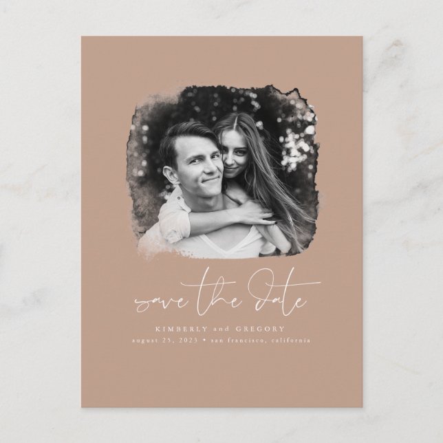 Elegant Modern Minimalist Save The Date Photo Announcement Postcard (Front)