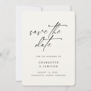 Elegant Modern Minimalist Script Ivory Photo  Save The Date