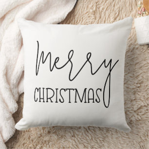 Elegant Modern Minimalist Script Merry Christmas Throw Pillow