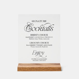 Elegant Modern Minimalist Signature Cocktails Sign