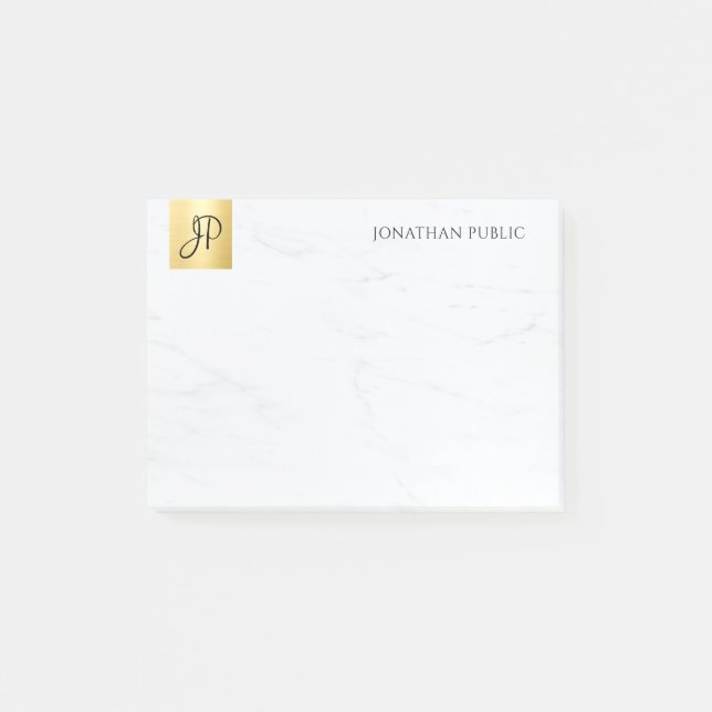 Elegant Modern Minimalist Template Gold And Marble Post-it Notes (Front)