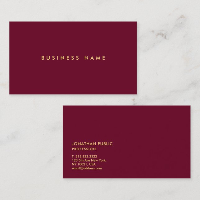 Elegant Modern Minimalist Template Gold Text Business Card (Front/Back)