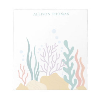 Elegant Modern Minimalist Tropical Sea Monogrammed Notepad