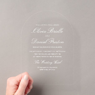 Elegant Modern Minimalist Wedding Acrylic Invitations