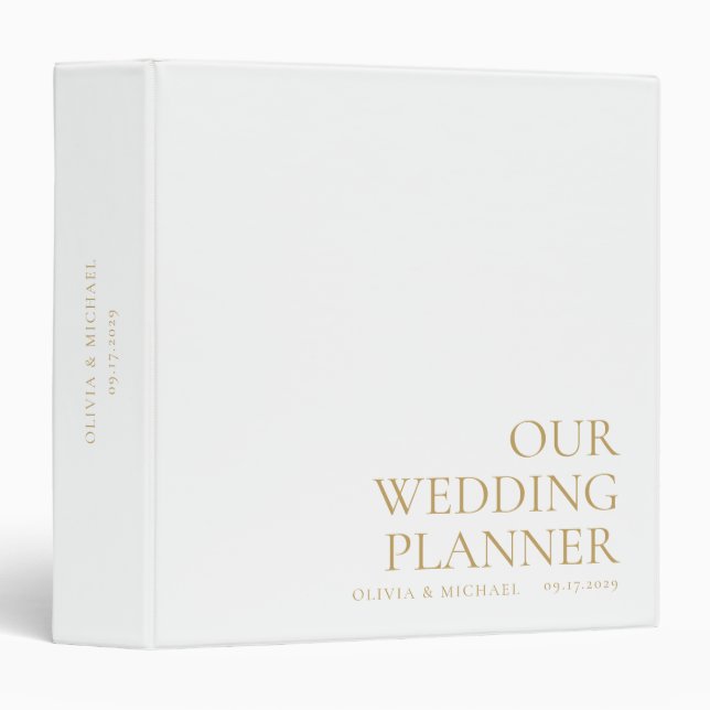 Elegant Modern Minimalist Wedding Planner Binder (Front/Spine)