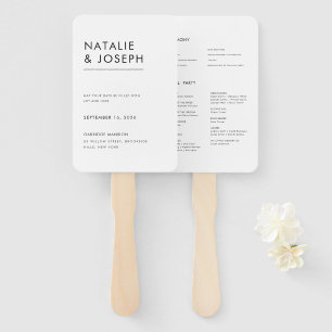Elegant Modern Minimalist Wedding Program Hand Fan