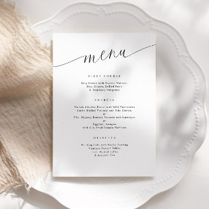 Elegant Modern Minimalist Wedding Reception Menu