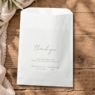 Elegant Modern Minimalist Wedding Thank You Simple Favour Bag