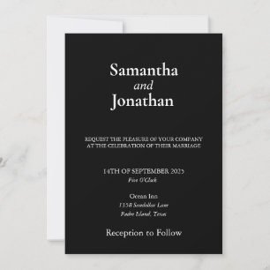 Elegant Modern Minimalistic Black White Wedding I Invitation