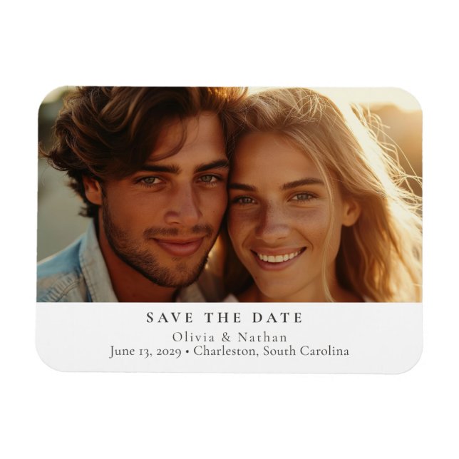 Elegant Modern Minimalistic Photo Save the Date  Magnet (Horizontal)