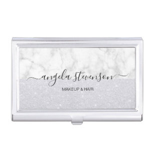 Elegant modern mint glitter makeup artist business card holder