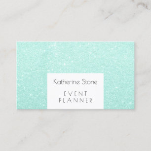 Elegant modern mint green glitter event planner business card