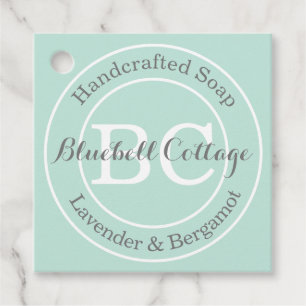 Elegant Modern Mint Green Monogram Handmade Soap Favour Tags