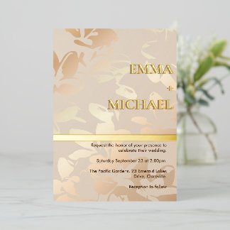 Elegant Modern Monochrome Gold Foil Invitation