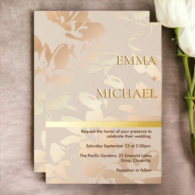 Elegant Modern Monochrome Gold Foil Invitation (Creator Uploaded)