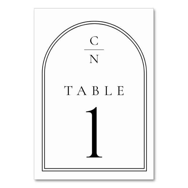 Elegant Modern Monogram Arch Wedding Table Number (Front)