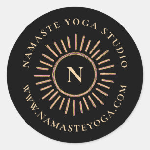 Elegant Modern Monogram Black Gold Minimalist Classic Round Sticker