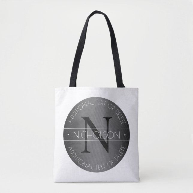 Elegant Modern Monogram Black & White Shading Tote Bag (Front)
