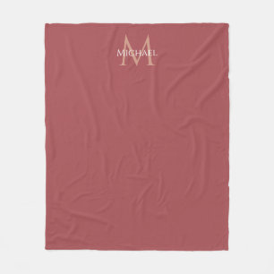 Elegant Modern Monogram Custom Template Rose Home Fleece Blanket