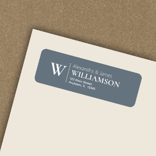 Elegant Modern Monogram Dusty Blue Return Address