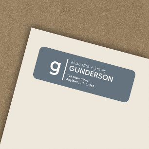 Elegant Modern Monogram Dusty Blue Return Address
