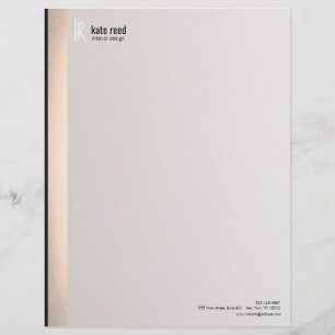 Elegant Modern Monogram FAUX Silver Striped Letterhead
