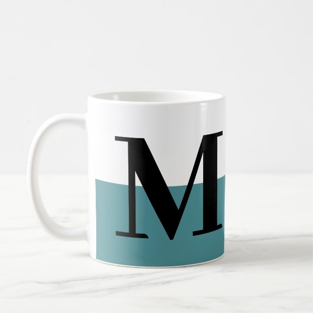 Elegant Modern Monogram Gift Teal Coffee Mug (Left)