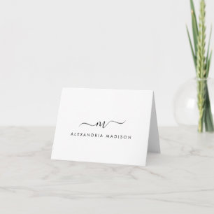 Elegant Modern Monogram Girly Script Swash Stylish Note Card