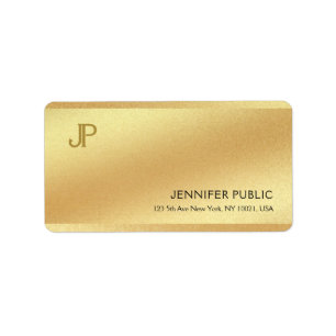 Elegant Modern Monogram Glam Shiny Gold Plain Label
