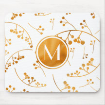 Elegant modern monogram gold berry pattern