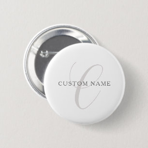 Elegant Modern Monogram   Grey & White (editable) 2 Inch Round Button