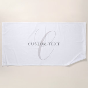 Elegant Modern Monogram   Grey & White (editable) Beach Towel