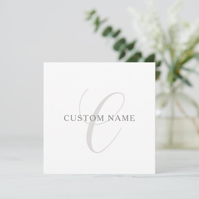 Elegant Modern Monogram | Grey & White (editable) Card (Standing Front)